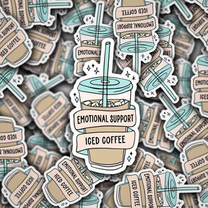 Unisex Unbranded Iced Coffee Sticker - Beige and Blue